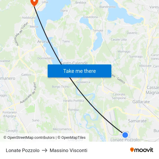 Lonate Pozzolo to Massino Visconti map