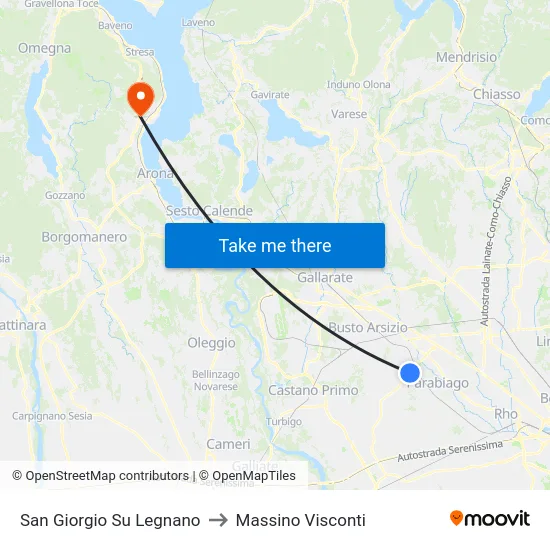 San Giorgio Su Legnano to Massino Visconti map