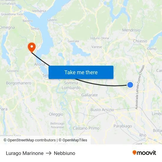 Lurago Marinone to Nebbiuno map