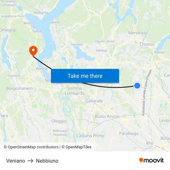 Veniano to Nebbiuno map