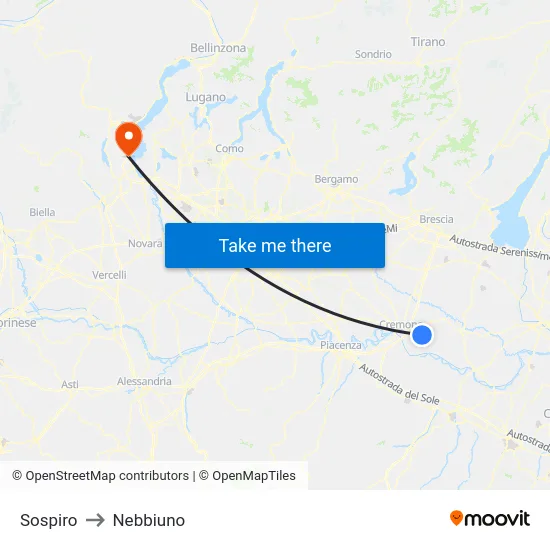 Sospiro to Nebbiuno map