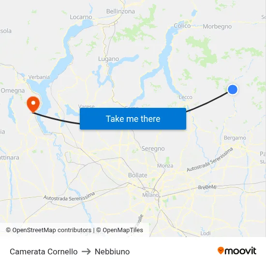 Camerata Cornello to Nebbiuno map