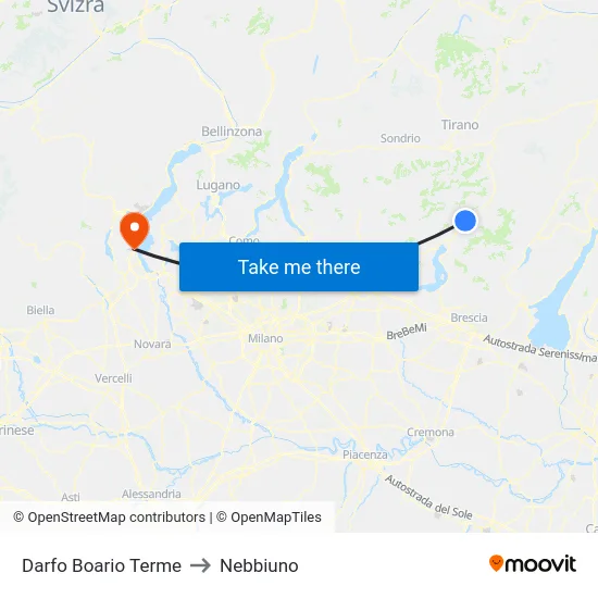 Darfo Boario Terme to Nebbiuno map