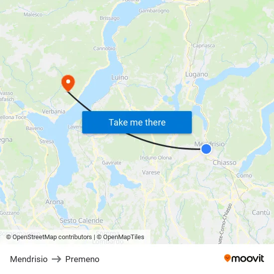 Mendrisio to Premeno map