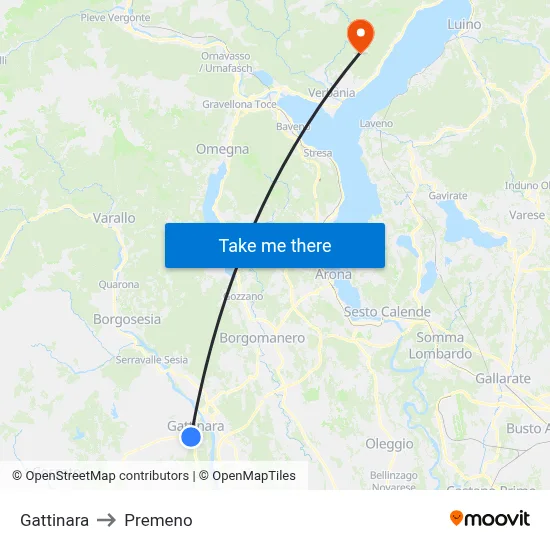 Gattinara to Premeno map