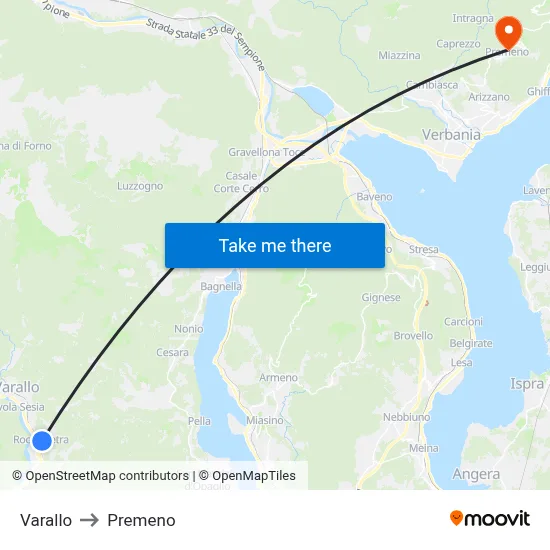 Varallo to Premeno map