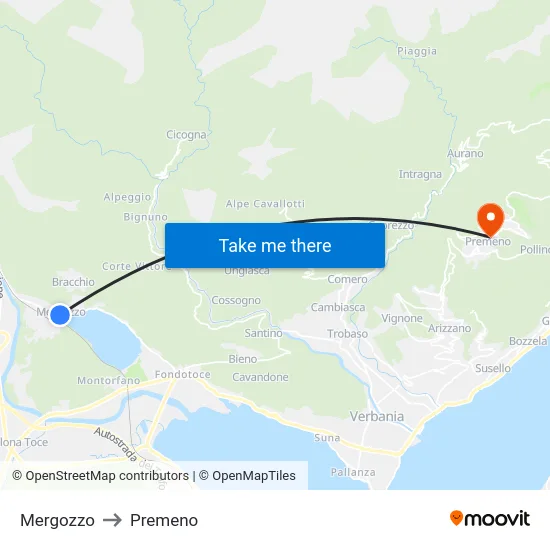 Mergozzo to Premeno map