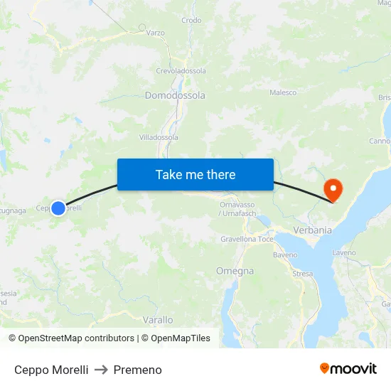 Ceppo Morelli to Premeno map