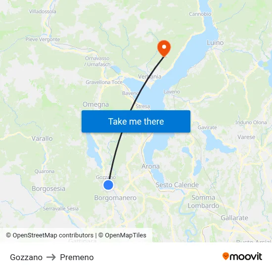 Gozzano to Premeno map