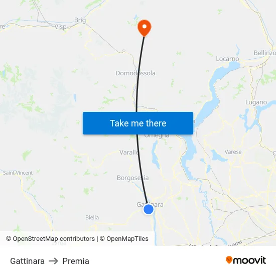Gattinara to Premia map