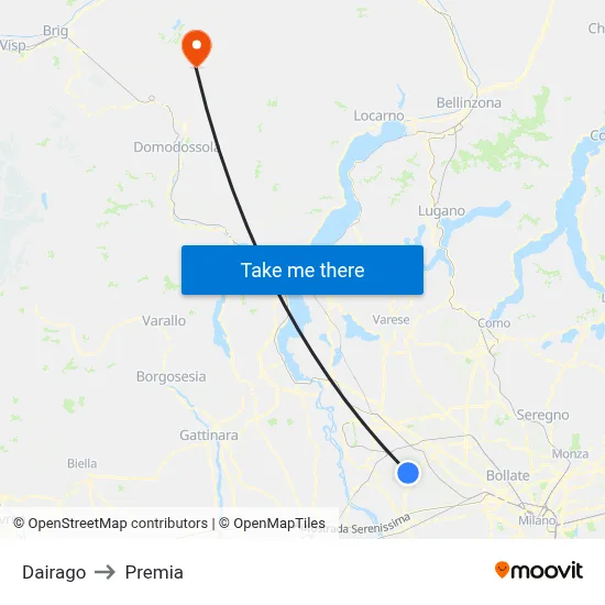 Dairago to Premia map