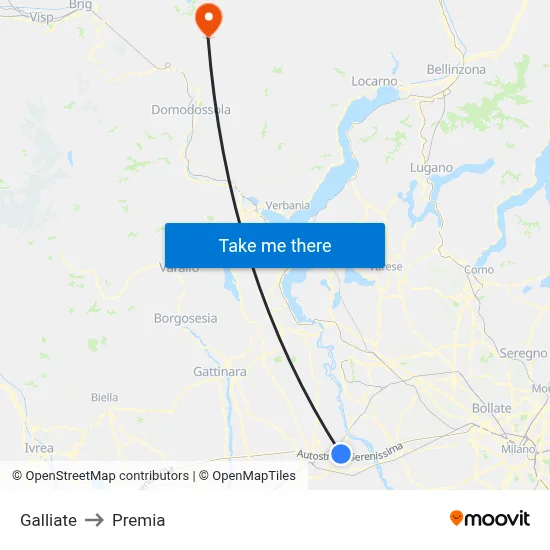 Galliate to Premia map