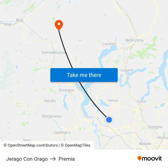 Jerago con Orago to Premia map
