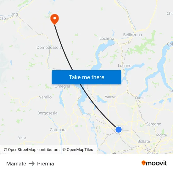 Marnate to Premia map