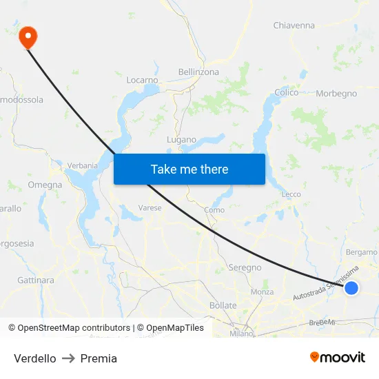 Verdello to Premia map