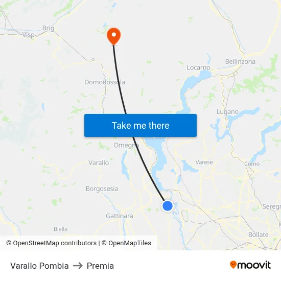 Varallo Pombia to Premia map