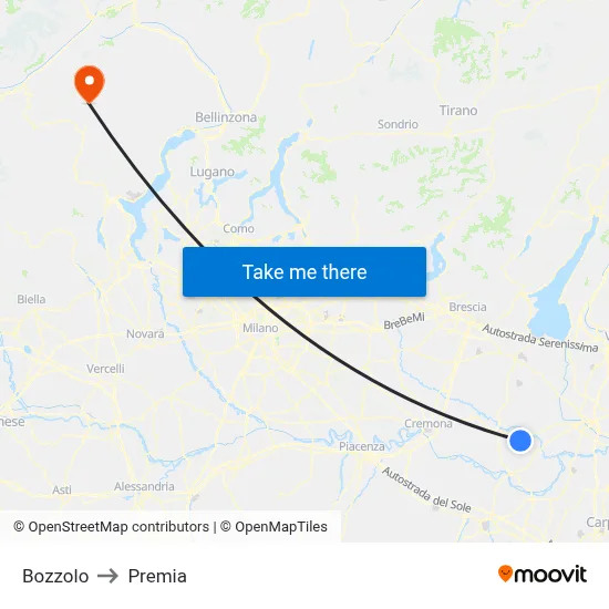 Bozzolo to Premia map