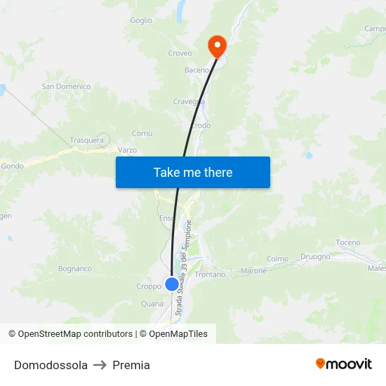 Domodossola to Premia map