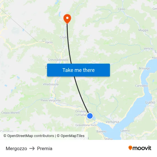 Mergozzo to Premia map