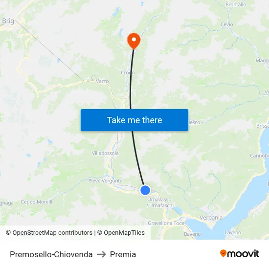 Premosello-Chiovenda to Premia map