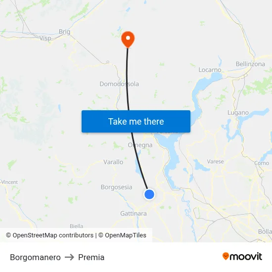 Borgomanero to Premia map