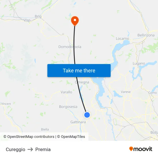 Cureggio to Premia map