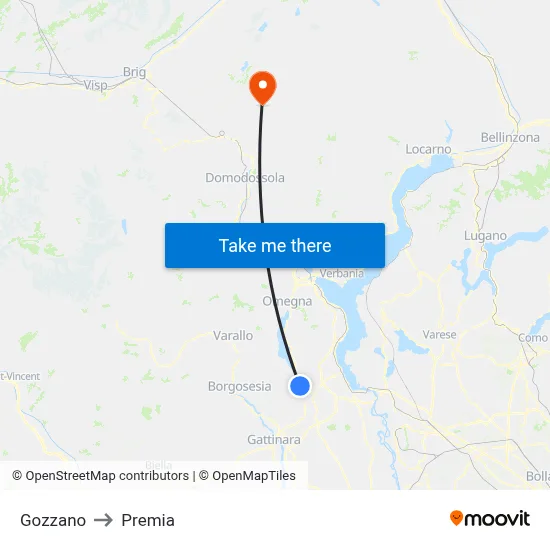 Gozzano to Premia map