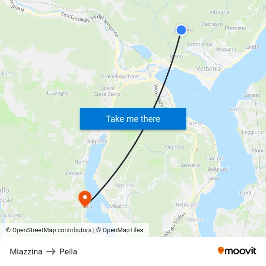 Miazzina to Pella map