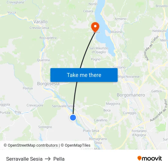 Serravalle Sesia to Pella map