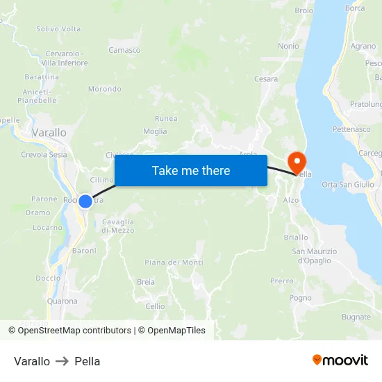 Varallo to Pella map