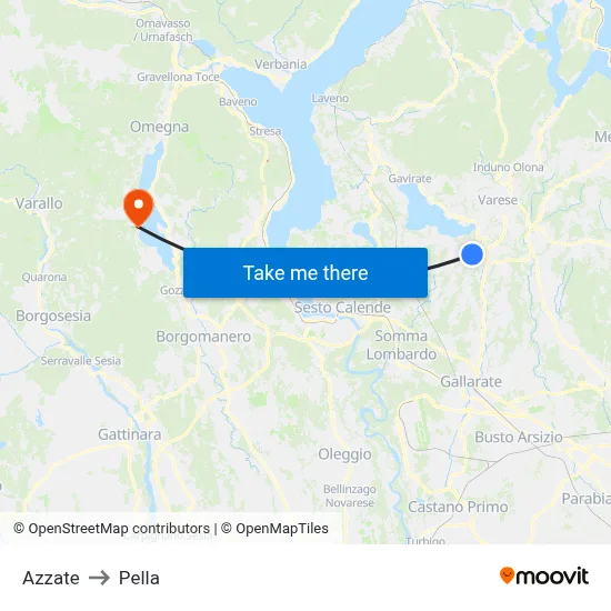 Azzate to Pella map