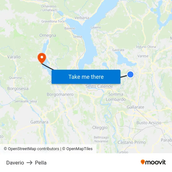 Daverio to Pella map