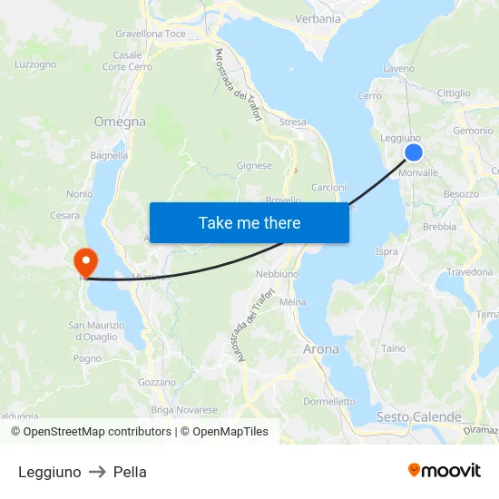 Leggiuno to Pella map