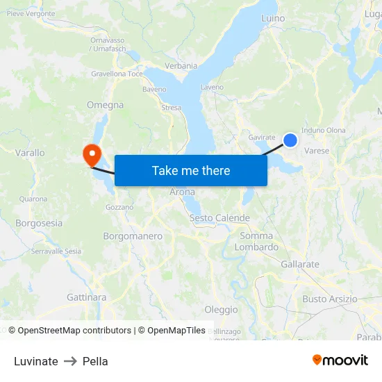 Luvinate to Pella map