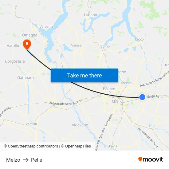 Melzo to Pella map