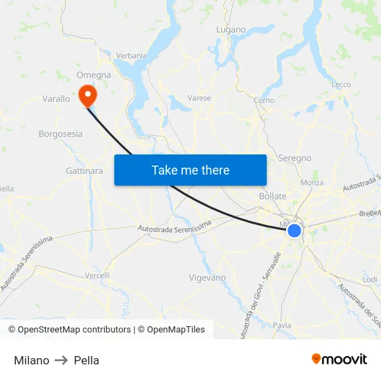 Milan to Pella map