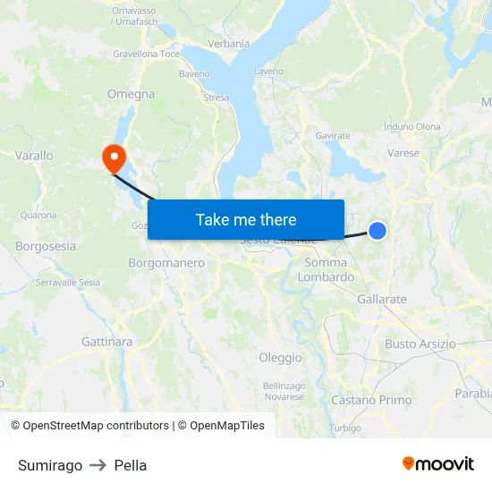 Sumirago to Pella map