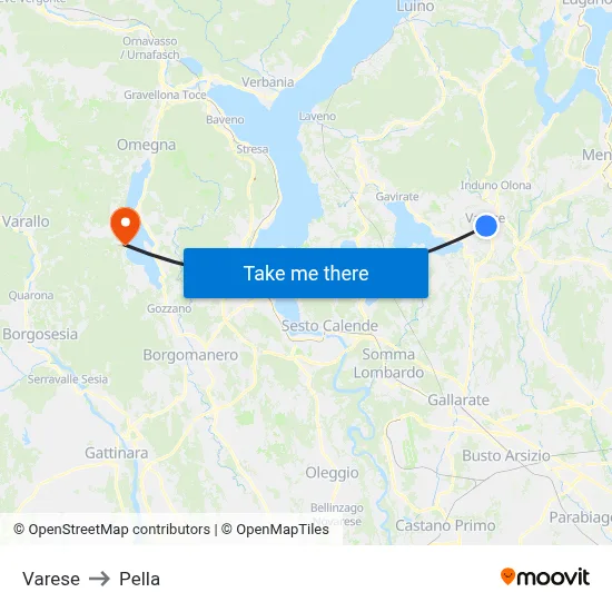 Varese to Pella map