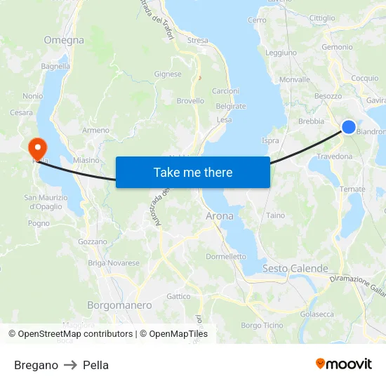 Bregano to Pella map