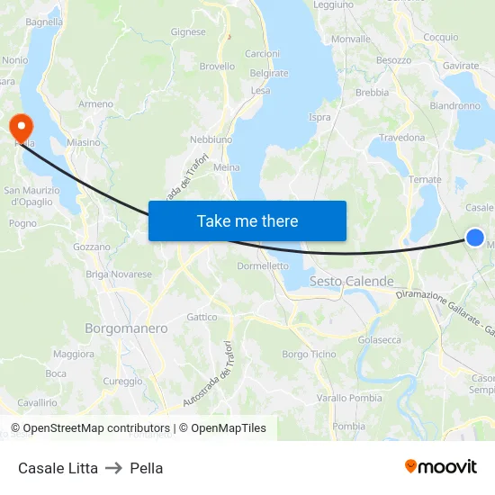 Casale Litta to Pella map