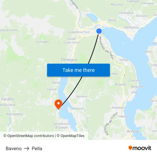 Baveno to Pella map