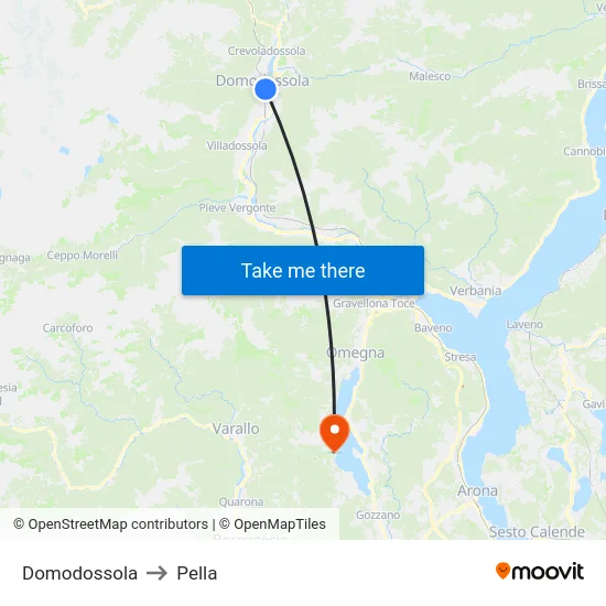 Domodossola to Pella map