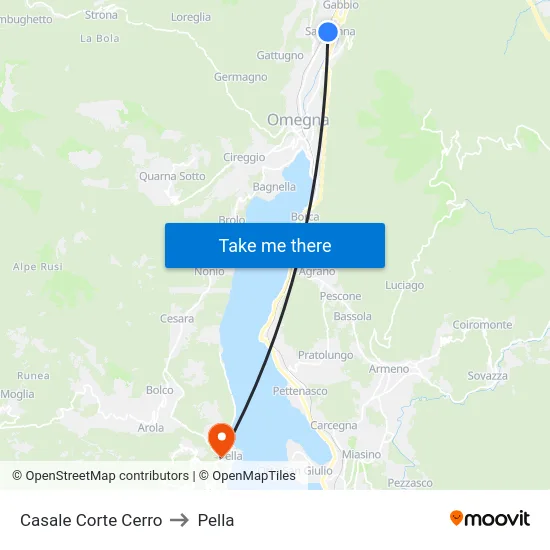 Casale Corte Cerro to Pella map
