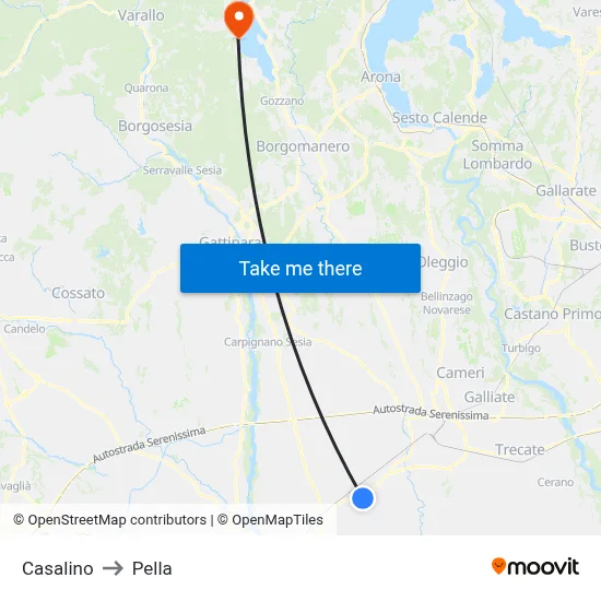 Casalino to Pella map