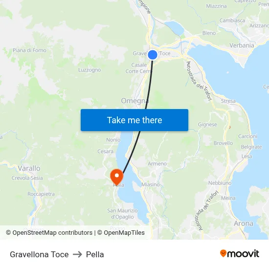 Gravellona Toce to Pella map