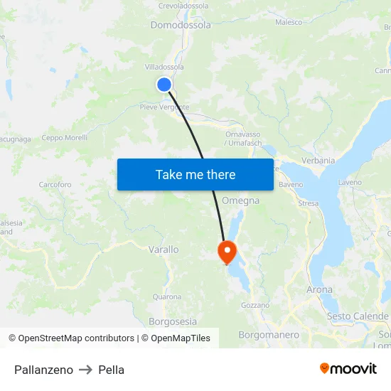 Pallanzeno to Pella map