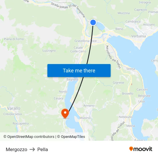Mergozzo to Pella map