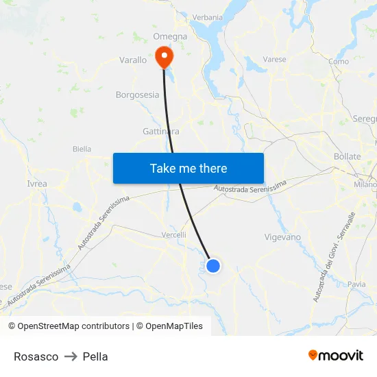 Rosasco to Pella map
