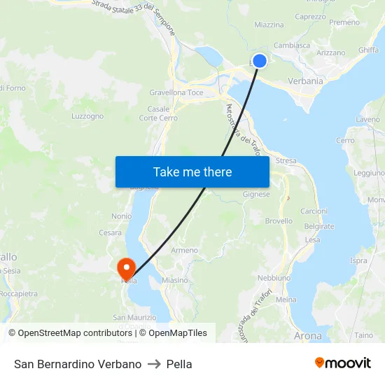 San Bernardino Verbano to Pella map