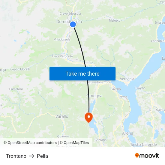 Trontano to Pella map